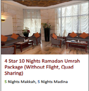 4 Star 10 Nights Ramadan Umrah Package (Without Flight,  Quad Sharing)